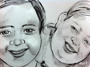 Young girls watercolor